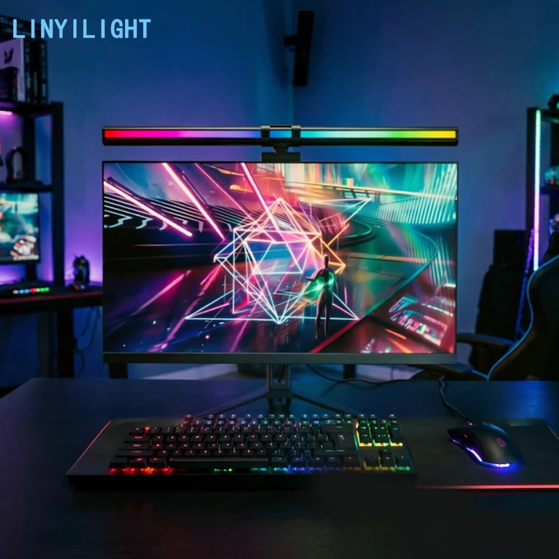 60/80cm RGB Light LED Monitor Light Bar Computer Monitor Lamp Atmosphere Table Lamp Reading Night Lights for Home Office Work
