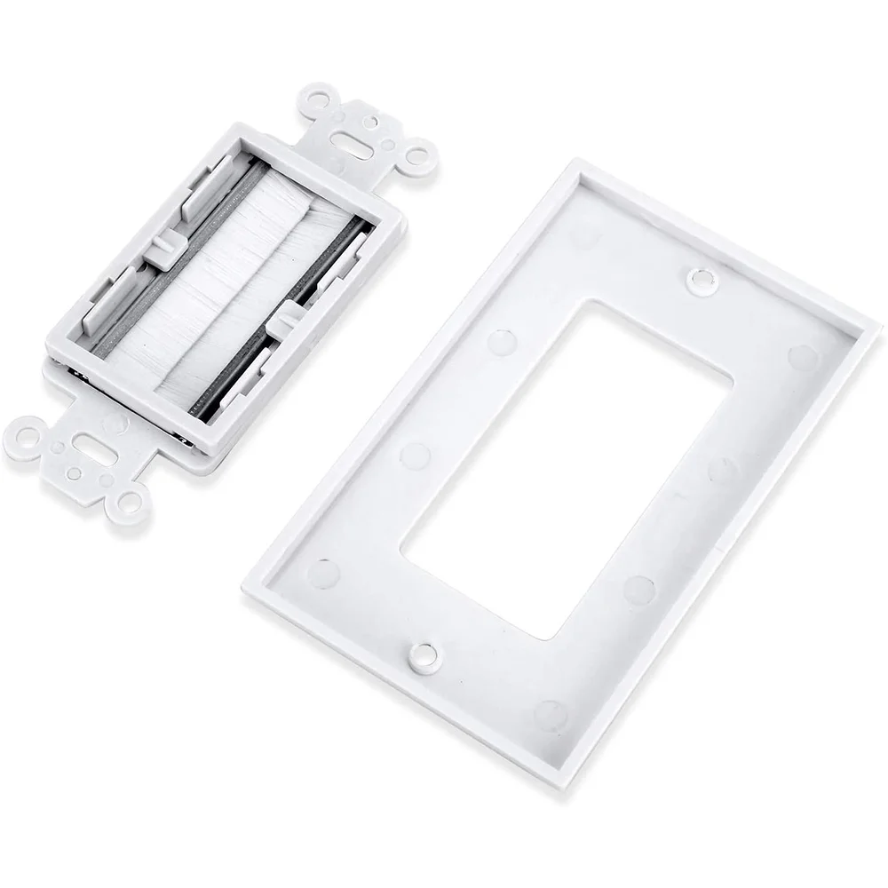 HJ-5 Pack Brush Wall Plate 1-Gang Wall Plate, Brush Style Opening Pass Through Low Voltage Cable Plate In-Wall Installation