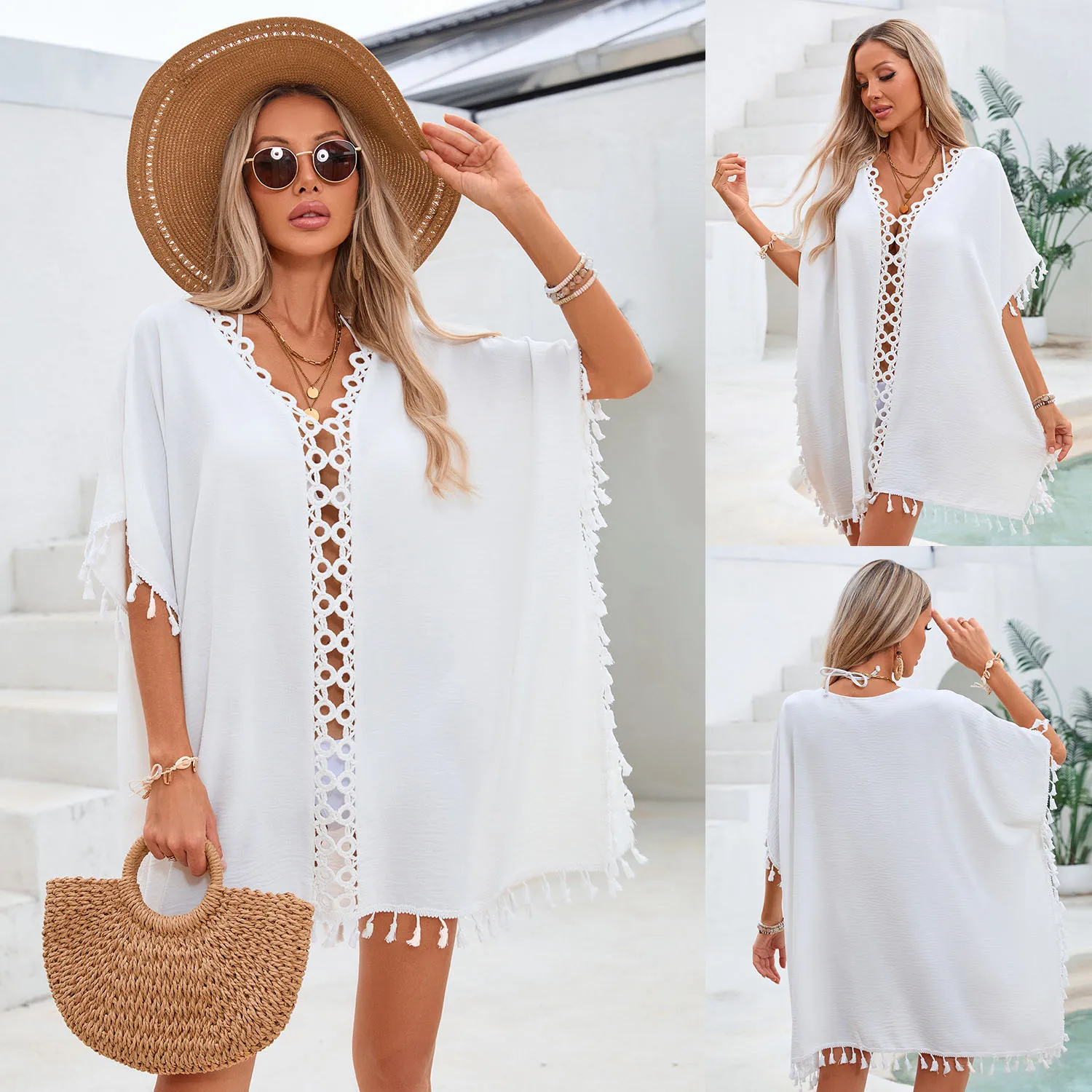 Copricostume estivo da spiaggia Copricostume da donna Costumi da bagno moda per ragazze Copricostume da bagno sexy bikini lavorato a maglia cava da donna