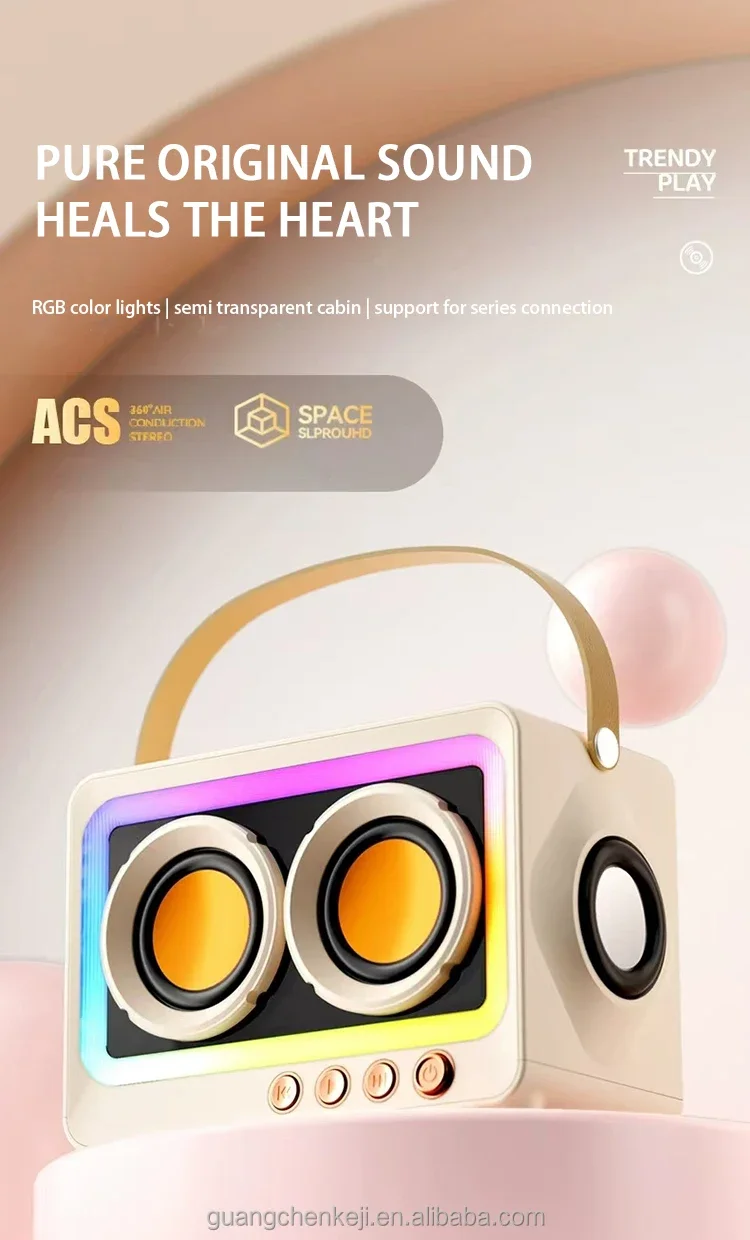 2025 New Macaron Color Premium Sound RGB Flash Dual Horn Portable Outdoor Wireless Speaker