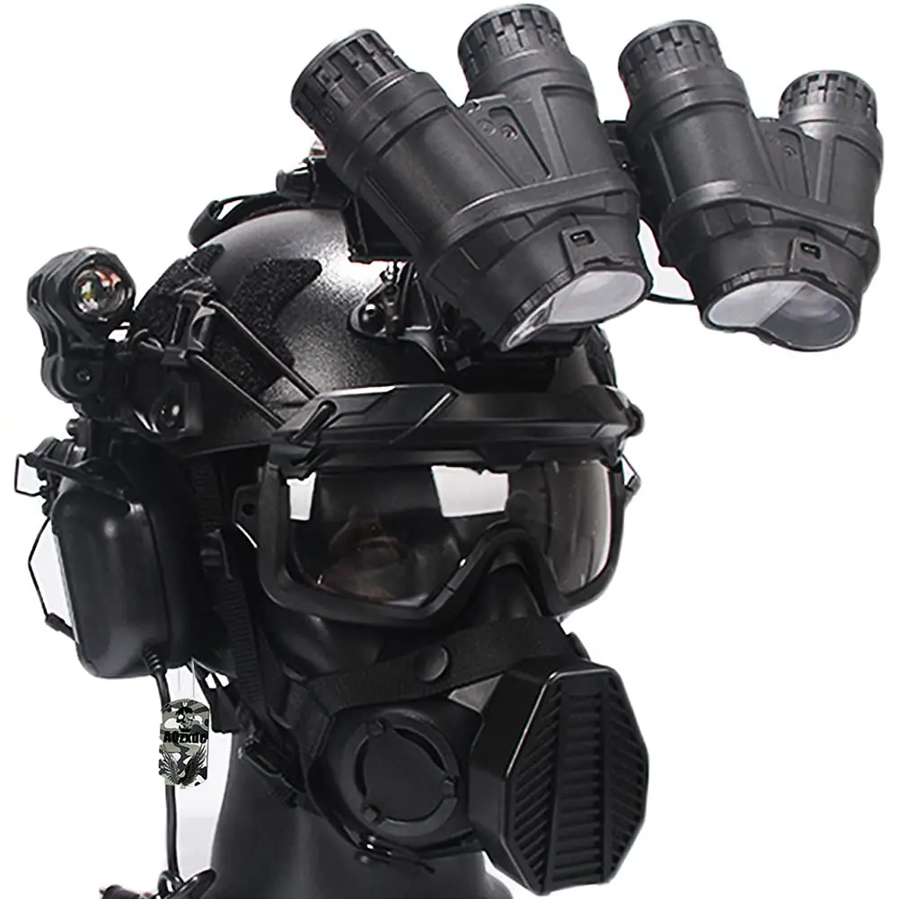 Heavy-Duty Tactical Helmet Set, with Paintball Mask & Telescope Model & Soundproof Headphones, Aluminum Alloy L4G24 NVG Mount