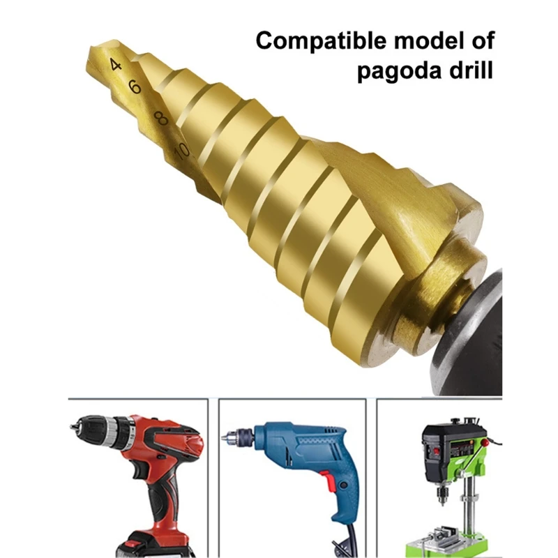 Step Drill Bit Set for Titanium Coated High Speed Steel Drill Cone Bits for Sheet Metal Hole Drilling Cutting DIY Lovers