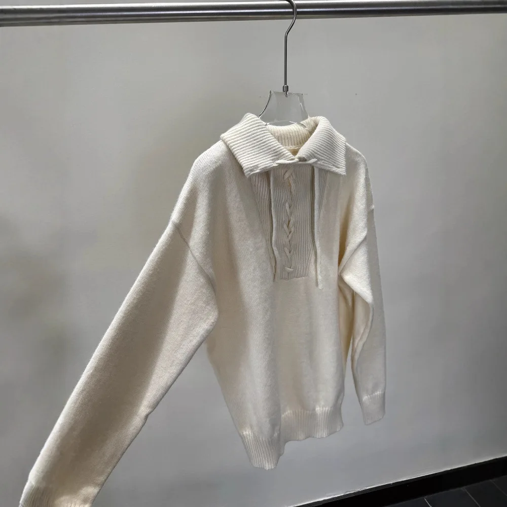 2025年新作 韓国風 ウール混紡セーター レディース カジュアル ラフニット プルオーバー 秋冬ファッション