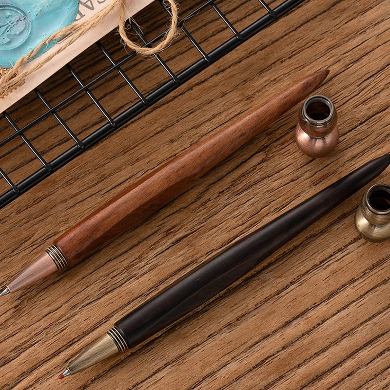 Natural Solid Wood Gourd Accessory Sandalwood Wood Gel Pen High Quality Retro Grasp Practice Writing Pen Students Supplies Gifts