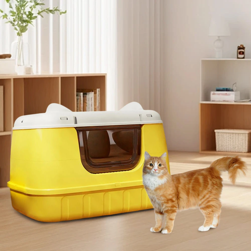 

Большой закрытый лоток для кошек с ручкой, туалет для кошек, лоток для кошек крупных пород или для домов с несколькими кошками