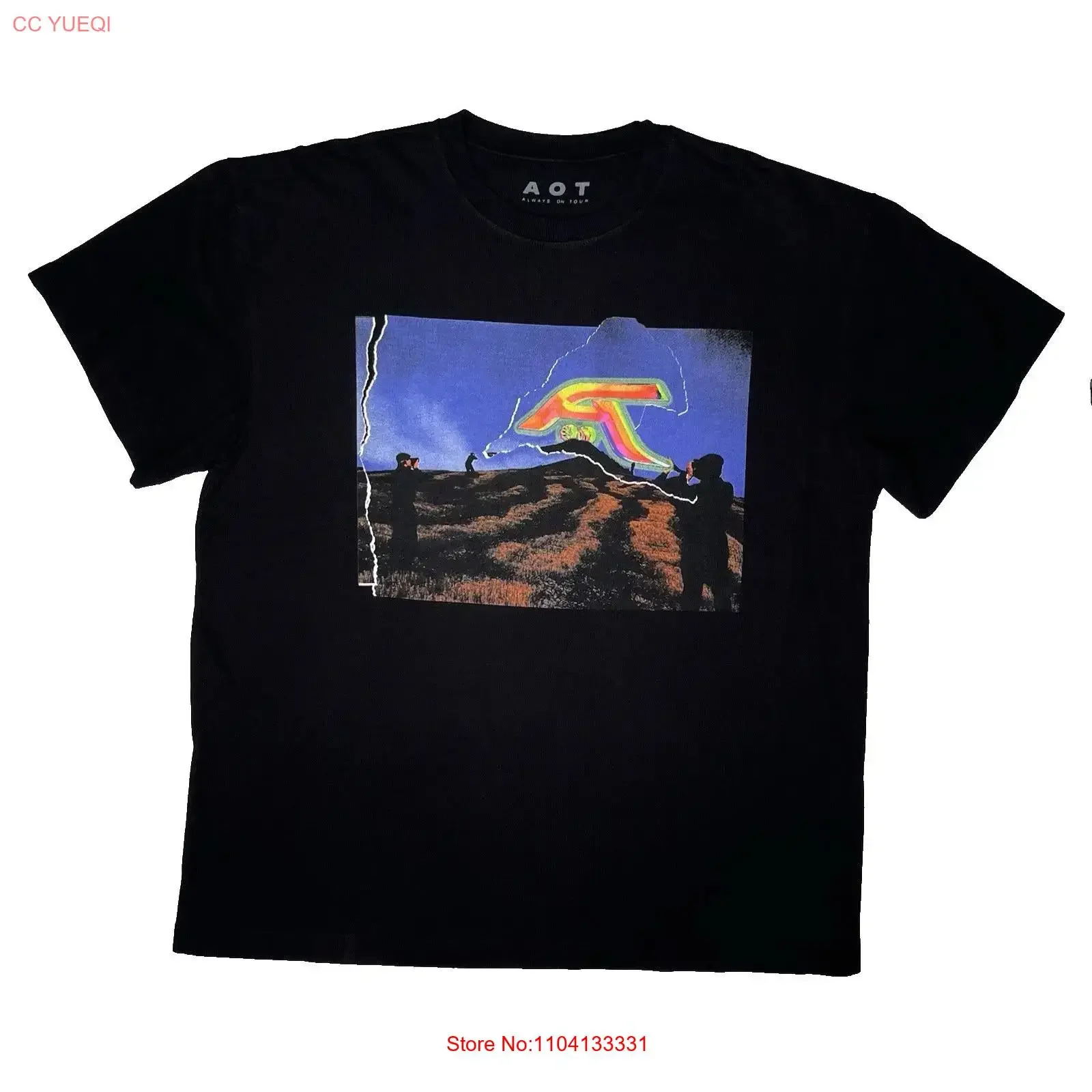 AOT Always On Tour Invasion  XL T Shirt Made In USA Heavyweight vintage Washed fashion designer clothes Comfortable homme