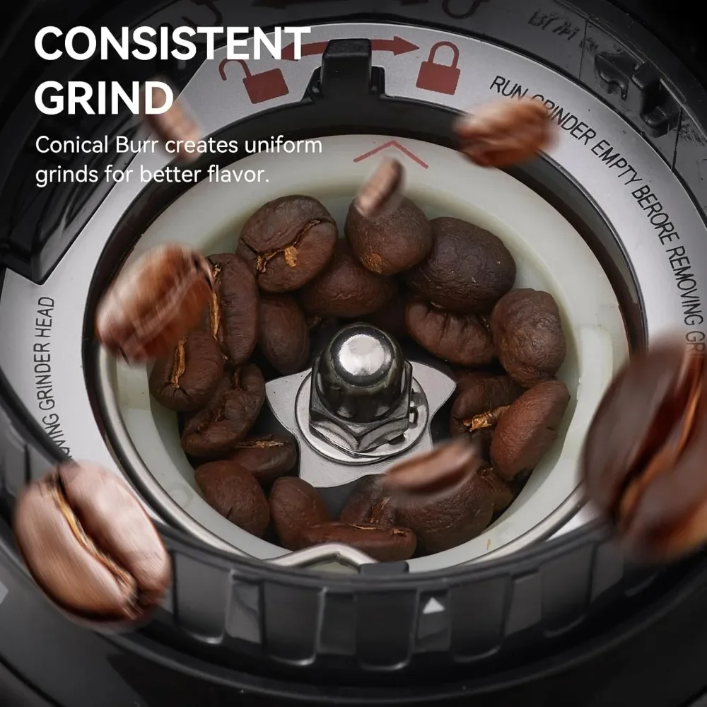 

Electric Conical Burr Coffee Grinder with Timer, Anti-Static, 48 Settings for Espresso/Drip/French Press