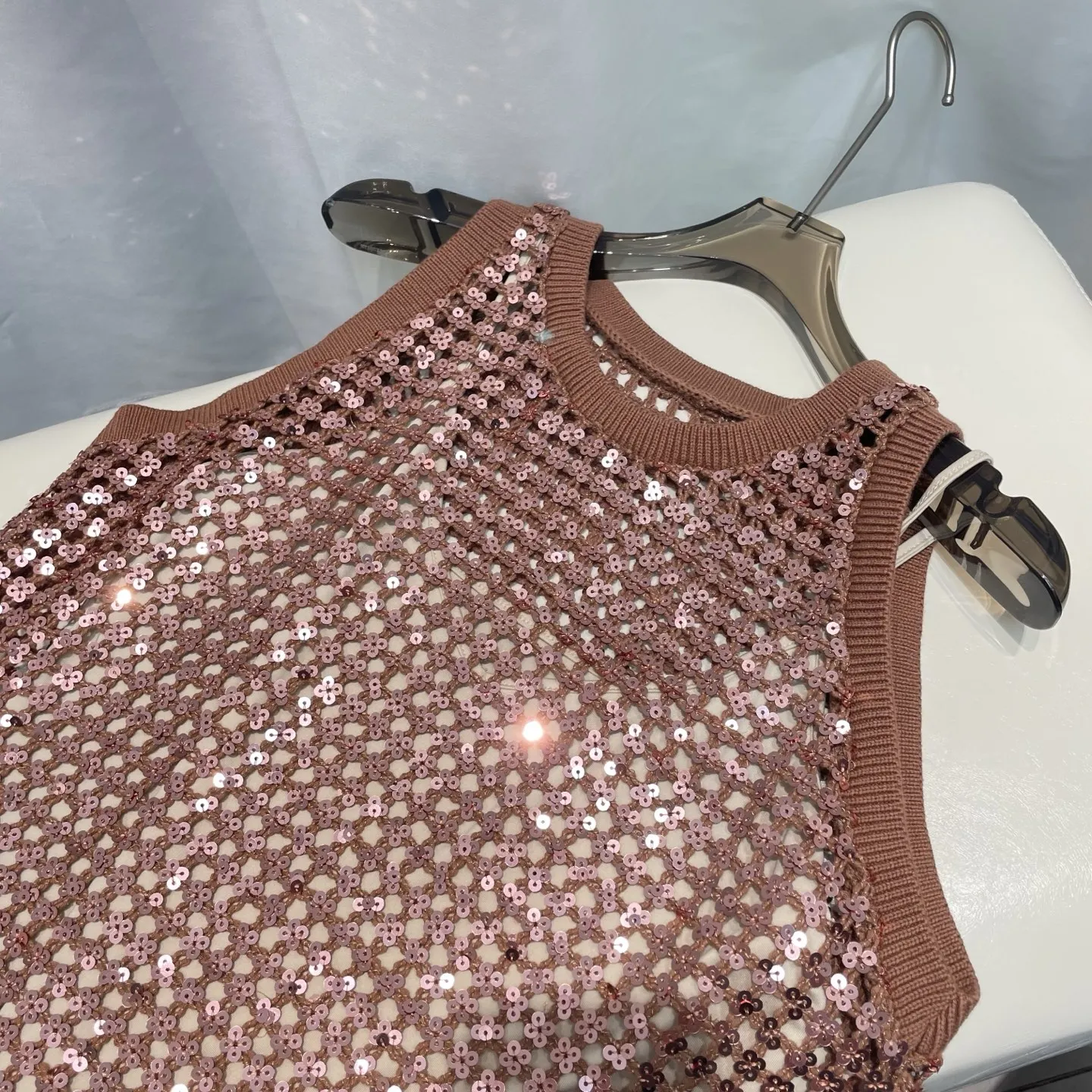 2026 summer new sequined hollow vest
