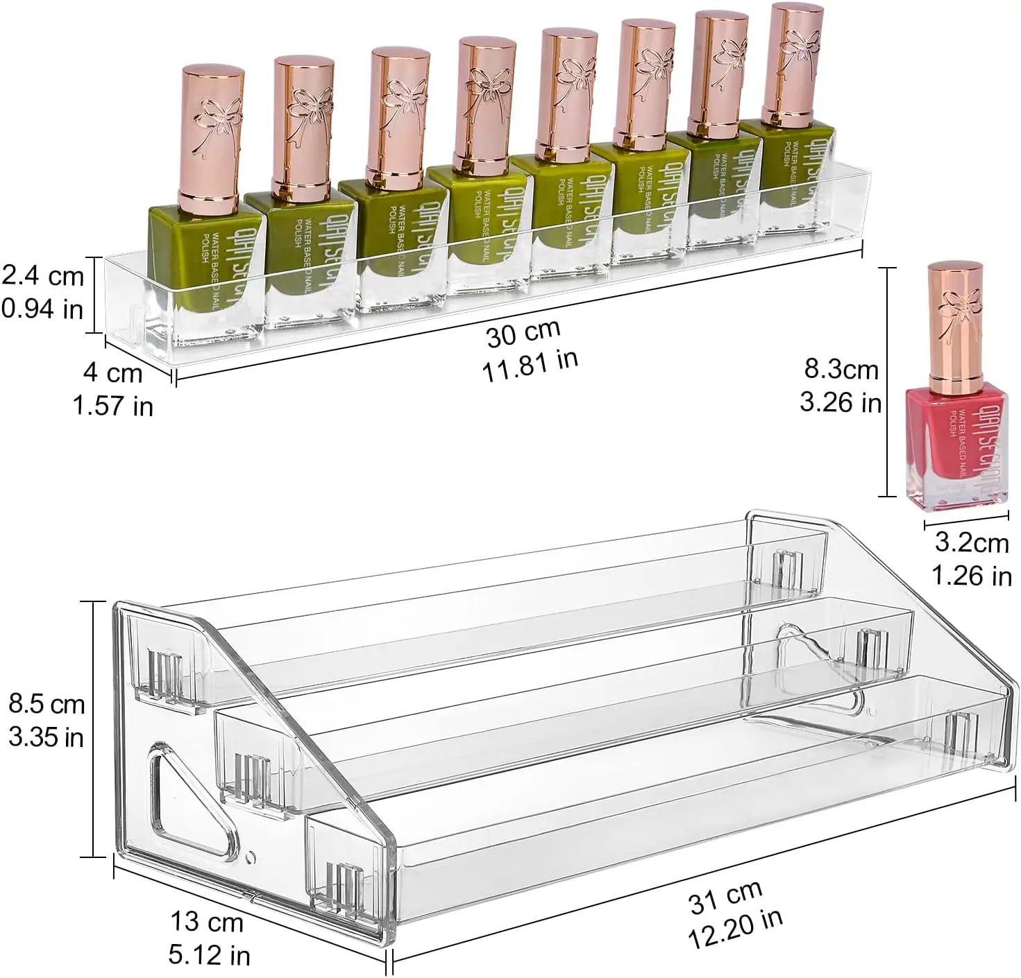 Nail Polish Organizer,3-7 Tier Acrylic Display Sunglasses Organizer Essential Oils Holder Makeup Organizer Sunglass Display Rack