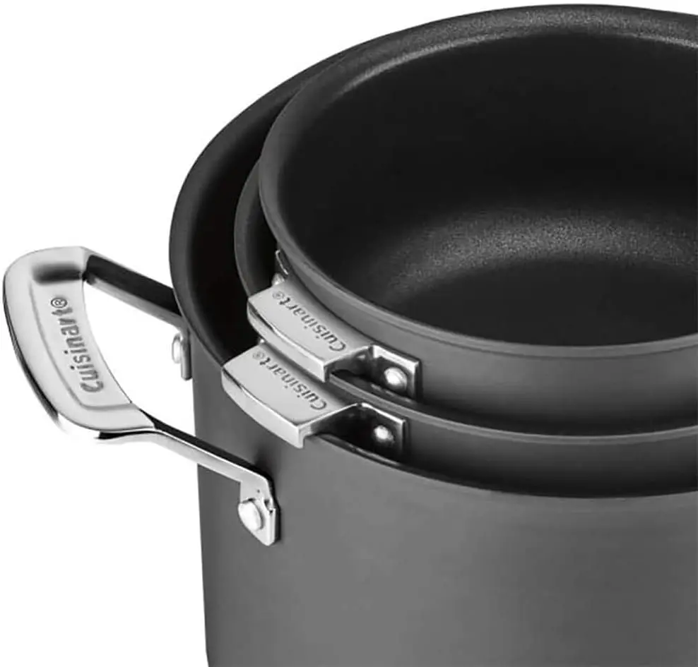 N61-11 Nonstick Hard-Anodized Nesting Cookware Set, 11 Piece, Black