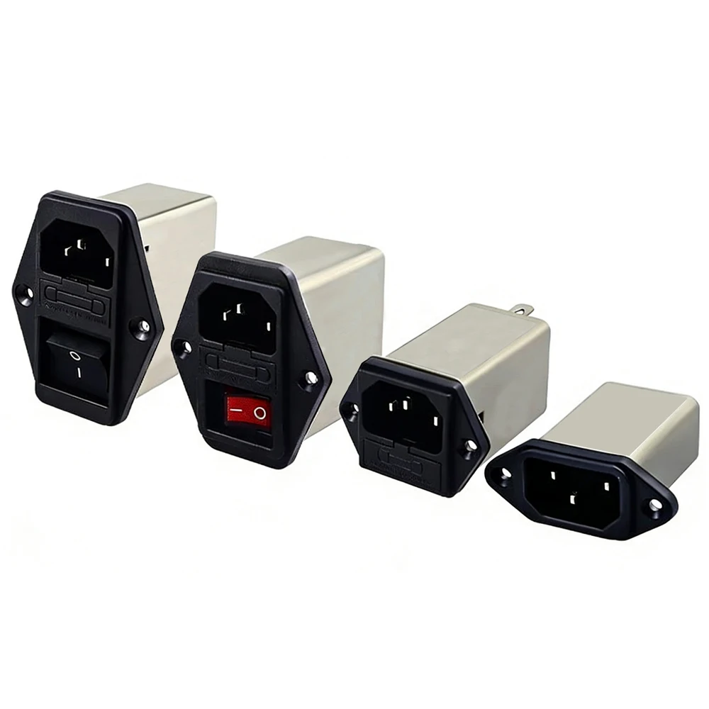 1PCS Black IEC320 C13 C14 Anti-interference Fused Filter Socket 3A 6A 10A EMI Power Button Switch Socket For Game Player Speaker
