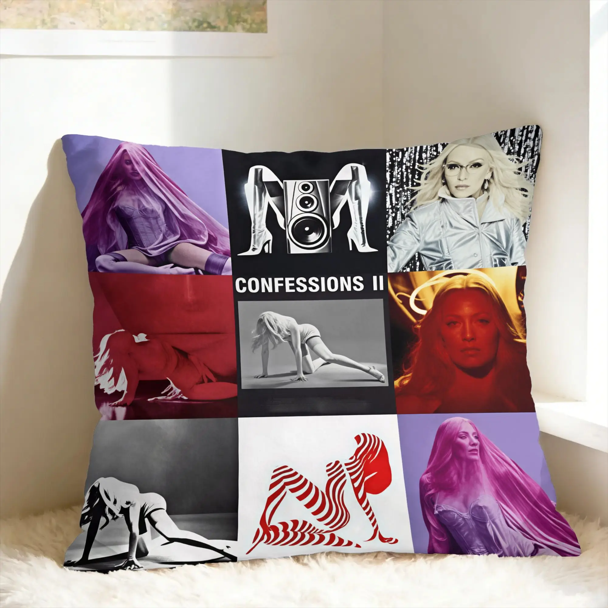 Singer Madonnas CONFESSIONS II Album Tour 2026 Pillow Case  Square Pillow Cover For Sofa Bedroom Home Decor Morden Pillowcases