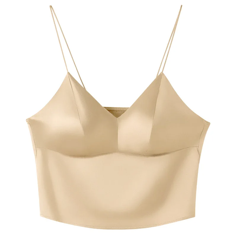 Camisola de Seda para Mujer Birdtree, 93% Seda 7% Elastano, Camisola Sexy con Relleno, Top Tubo con Sujetador, Negro Blanco M-XL P36082QC