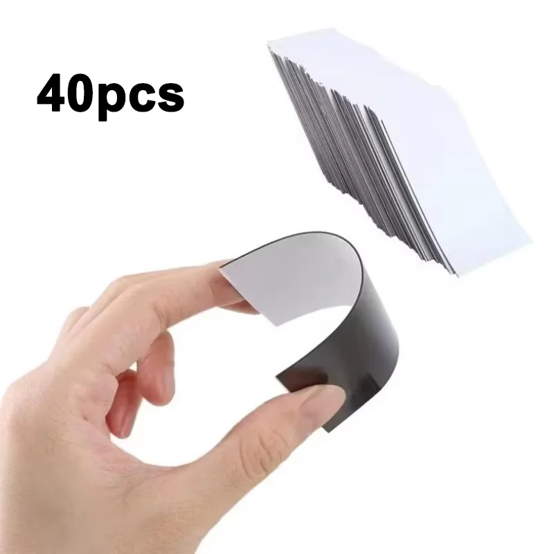 40pcs Self-Adhesive Magnetic Sheets Durable & Flexible DIY Customizable Peel & Stick For Business Cards Craft Projects