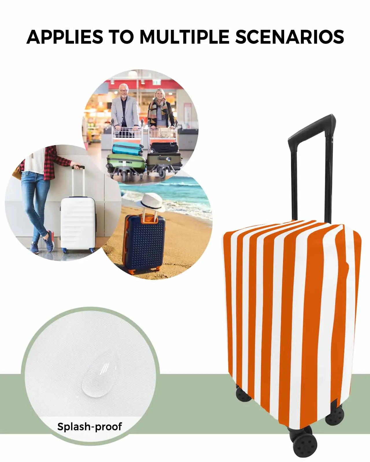 Striped Orange Luggage Cover Elastic Baggage Cover For 18-32 Inch Suitcase Case Dust Cover