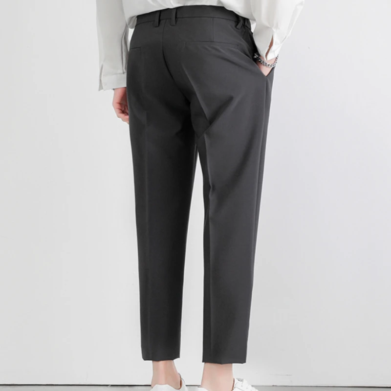 (Full & Cropped Length) Men's Suit Pants Elastic Ankle-Length Trousers for Autumn and Winter Casual Business Formal Pants