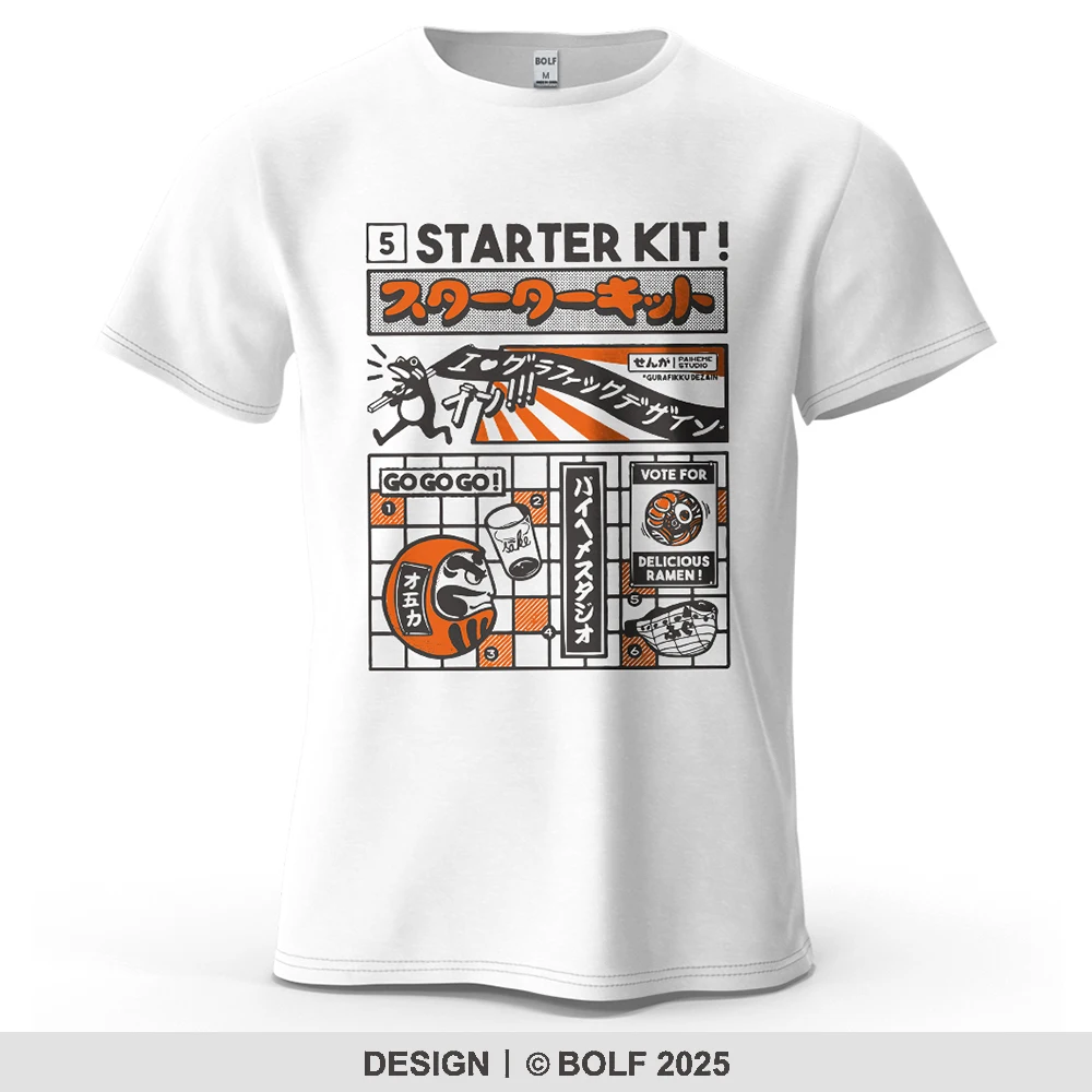 Starter Kit Urban Bedrucktes Herren-T-Shirt aus 100 % Baumwolle, übergroße Retro-Gaming-Grafik-T-Shirts für Damen, Tops, T-Shirts, lässige Streetwear