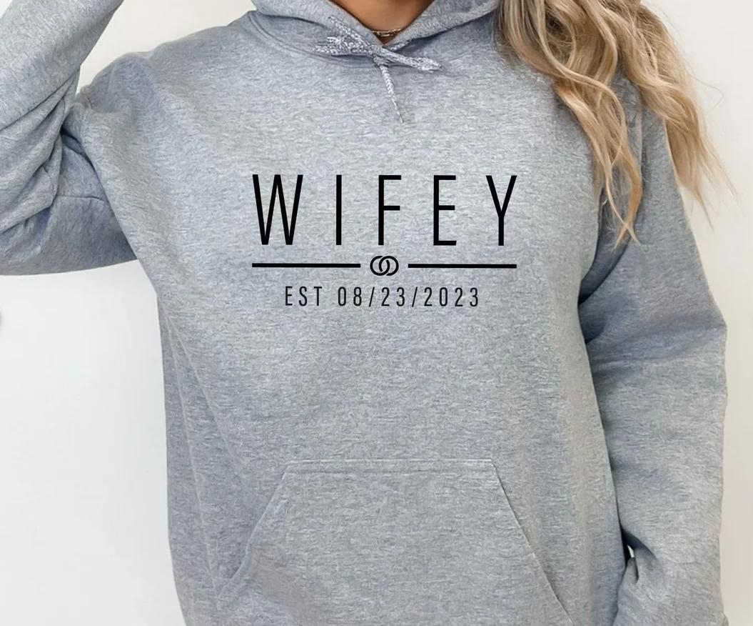 Sudadera con capucha personalizada de luna de miel, Sudadera con capucha Hubby de Wifey, Sudadera con capucha de Mrs To Be, Sudadera con capucha a juego, sudaderas con capucha de pareja de boda, Sudadera con capucha Just Married