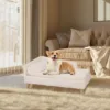 Elevated Pet Bed,Nordic Pet Stool Bed with Cozy Pad Waterproof,Pet Sofa Bed with Sturdy Wood Legs for Small Dog Kitten 1
