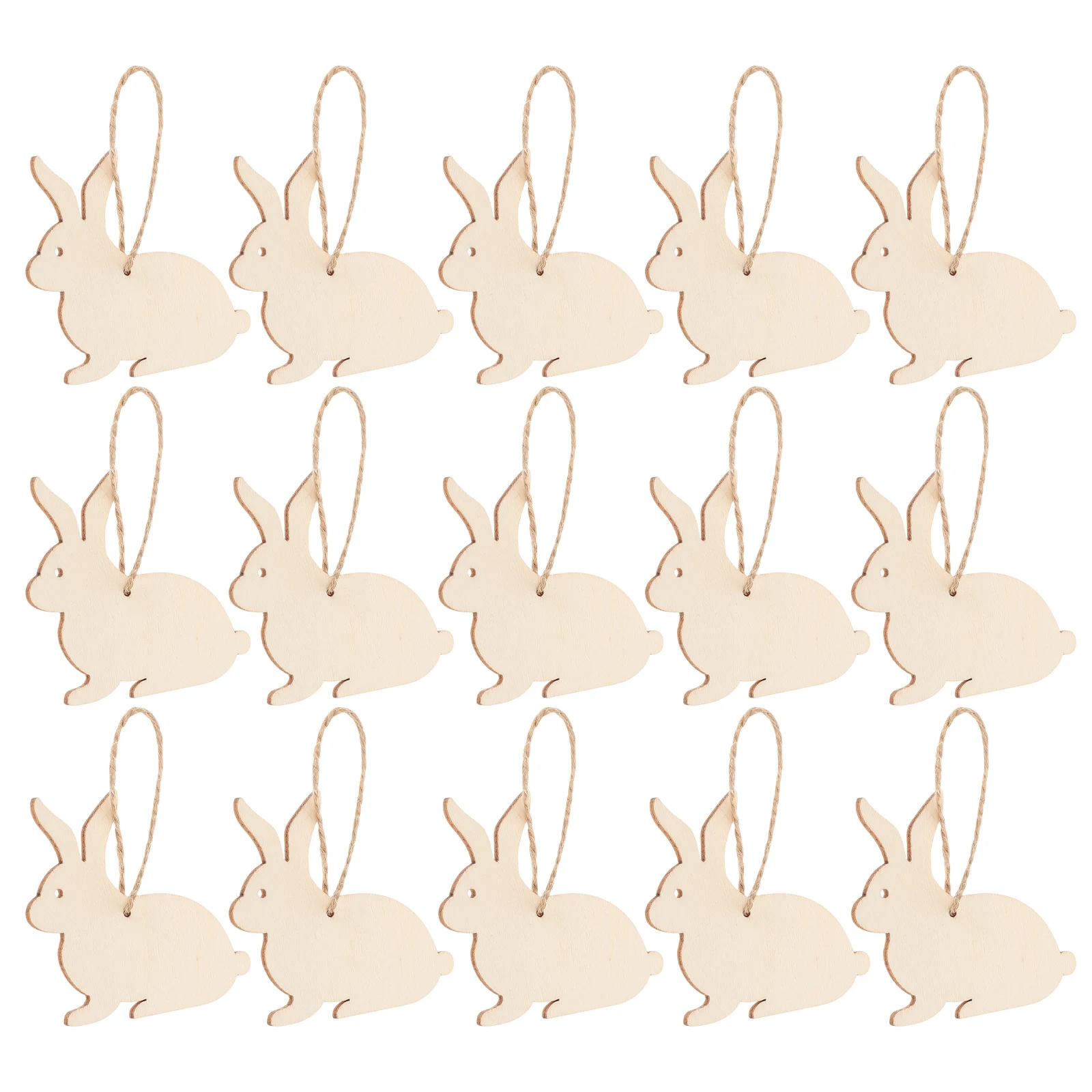 

40 Pcs Easter Rabbit Ornaments Handmade Wooden Bunny Shape Pendants Craft Supplies Wood Unfinished Decorations