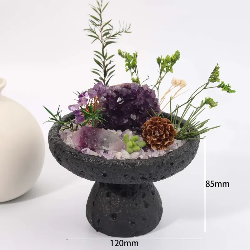 Exploding crystal bonsai micro-landscape natural crystal rough stone ornament amethyst cluster micro-landscape crystal potted