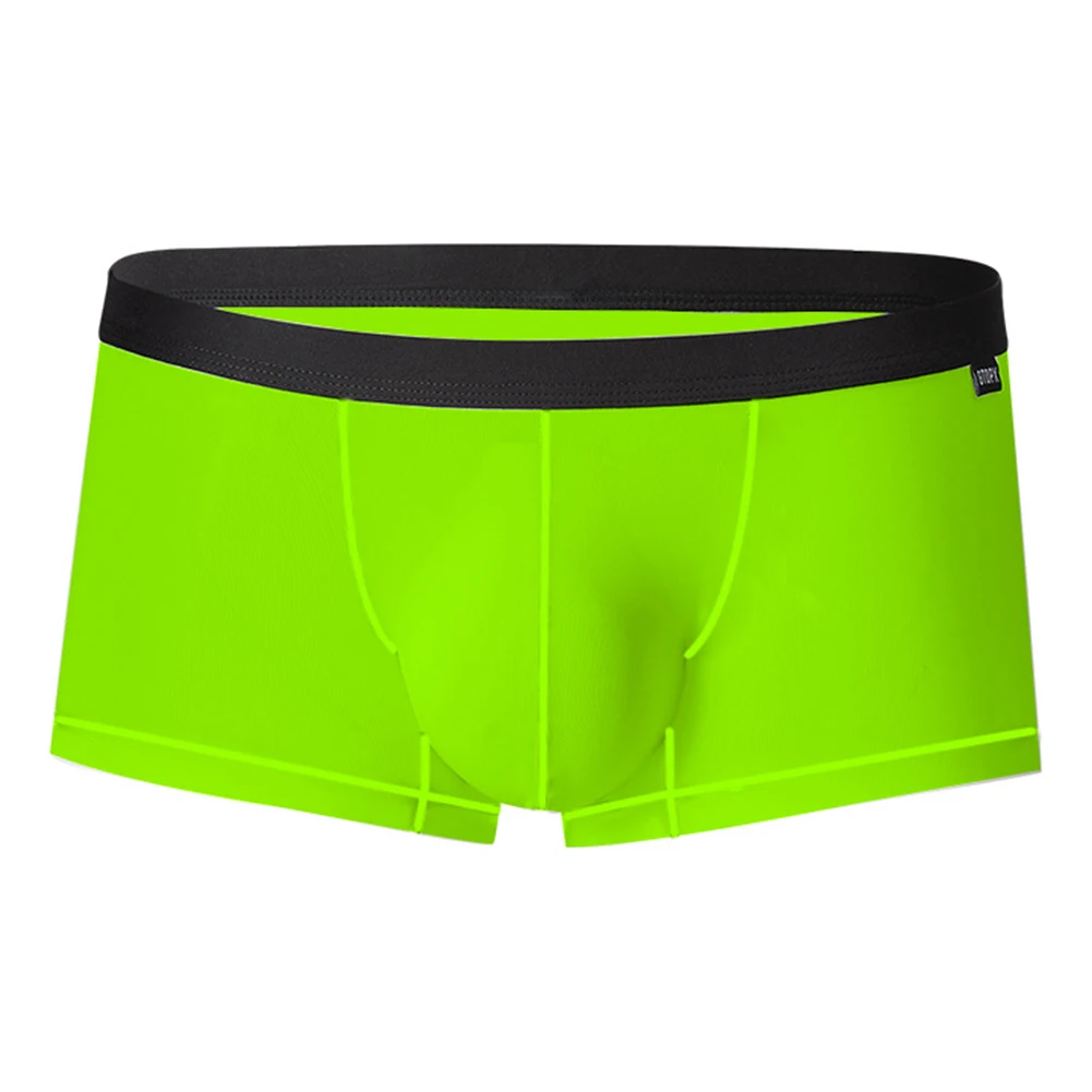 

Men Sheer Ice Silk Comfy Soft Boxer Briefs Sweat Breathable Shorts Underwear Sexy U Convex Pouch Underpants Trunks Lingerie