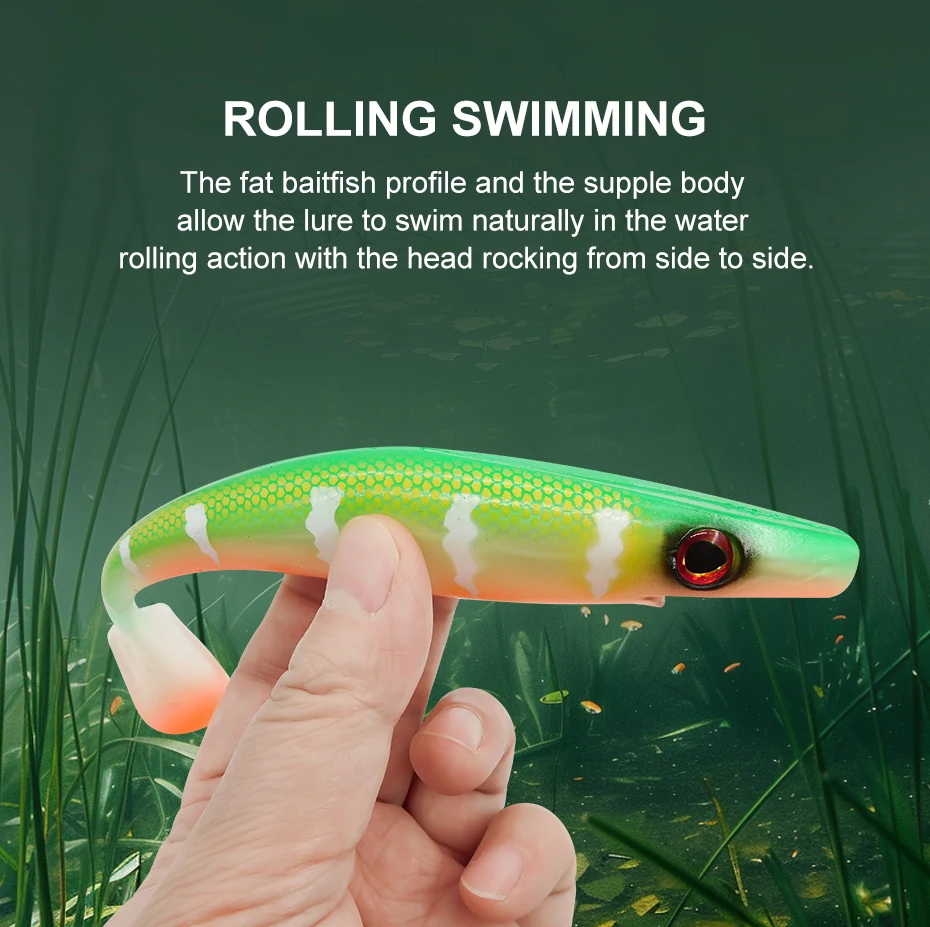 ESFISHING Große Weiche Angelköder Hog Shad 150mm 200mm Buntlackierte Kunststoff-Großköder für Meeresangeln SwimBait – Detail 3