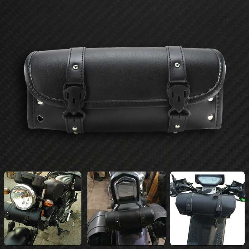 Motorrad Werkzeug Taschen Schwanz Lagerung Schwarz/Braun Seite Tasche Für Harley Touring Softail Sportster Dyna Für Yamaha Für Honda gabel Taschen