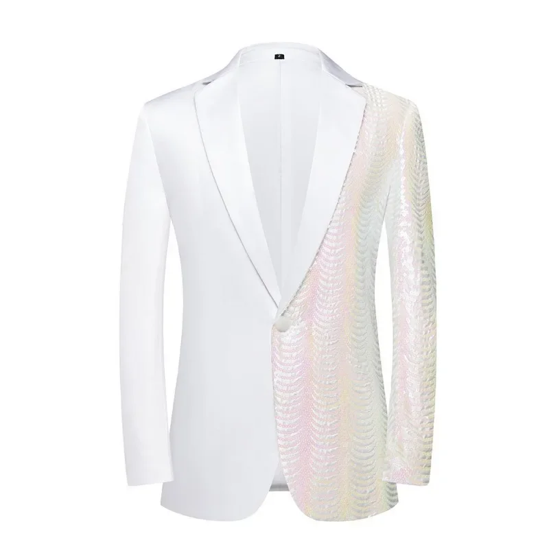 Sequin Blazer Men Stylish Dinner Tux Dress One Button Blazer Sequin Mens Suit Jackets Dinner Wedding Banquet Halloween Christmas