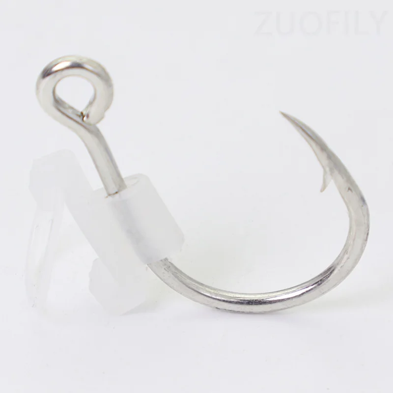 10PCS Luminous Live Shrimp Fishing Hooks Grouper High Strength Barbed Fishhook with Fixed Rubber Ring Sea Bass Carbon Steel Hook