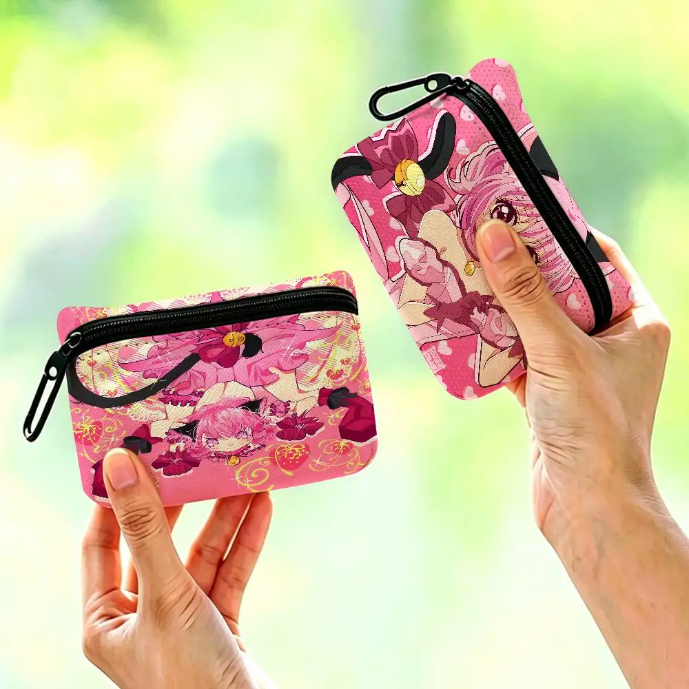 Magical Girl Anime T-TokyoS M-Mew M-MewS Oxford Fabric Zipper Pouch Lightweight Hanging Coin Wallet For Coins ID Cards Keys