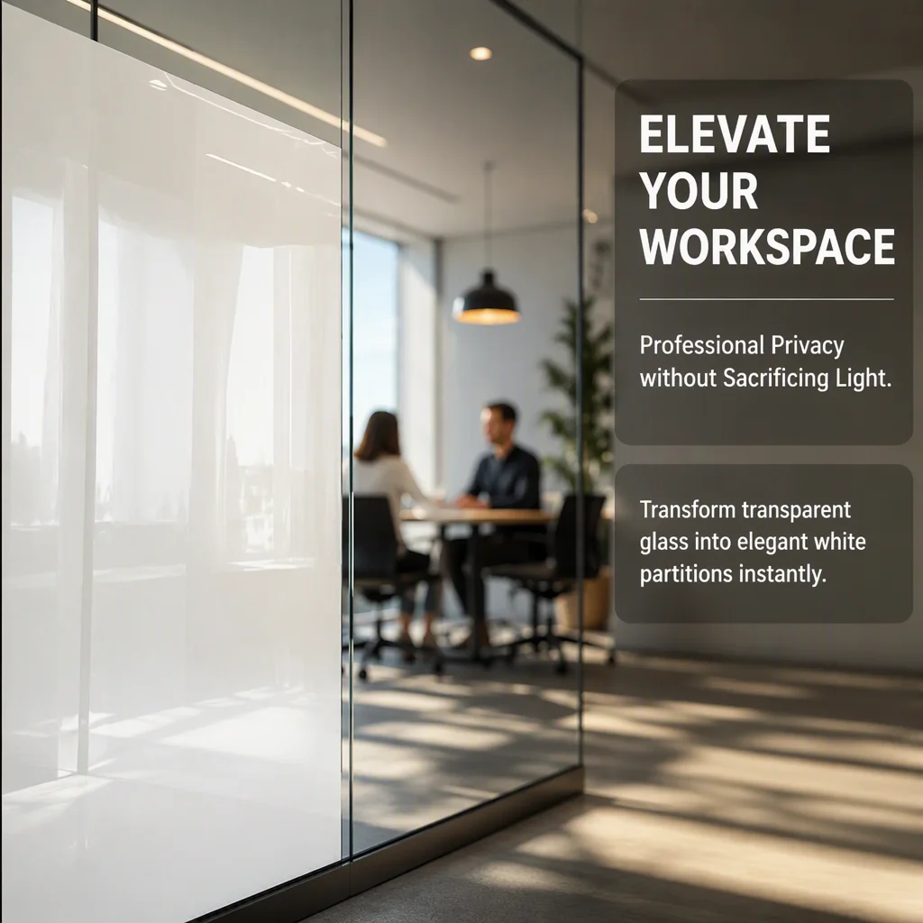 Premium Gloss White Privacy Window Film One Way Mirror 100% Privacy Protection for Home Office