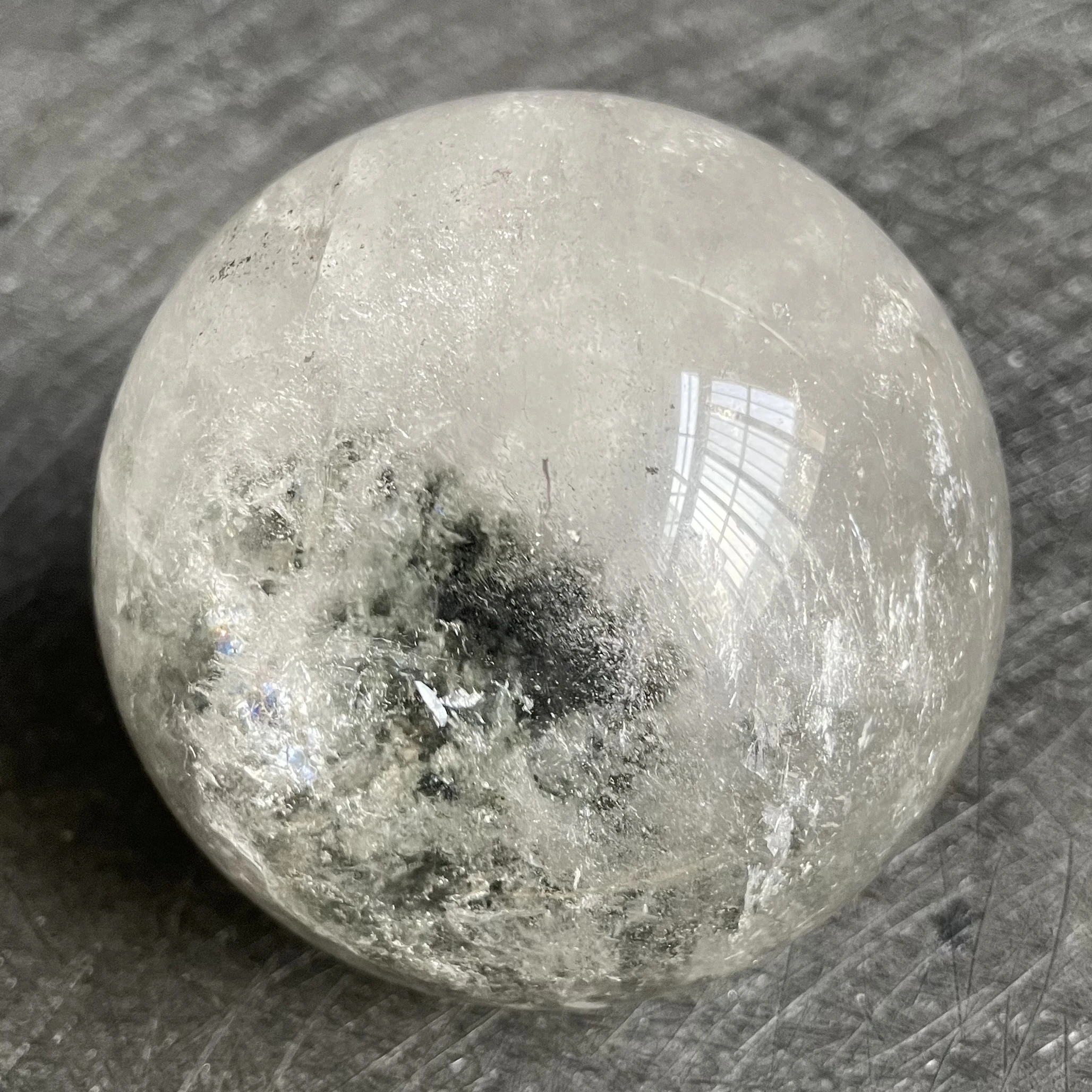 513g Natural Crystal Ball Green Phantom Decoration Polished Quartz Sphere Reiki Healing