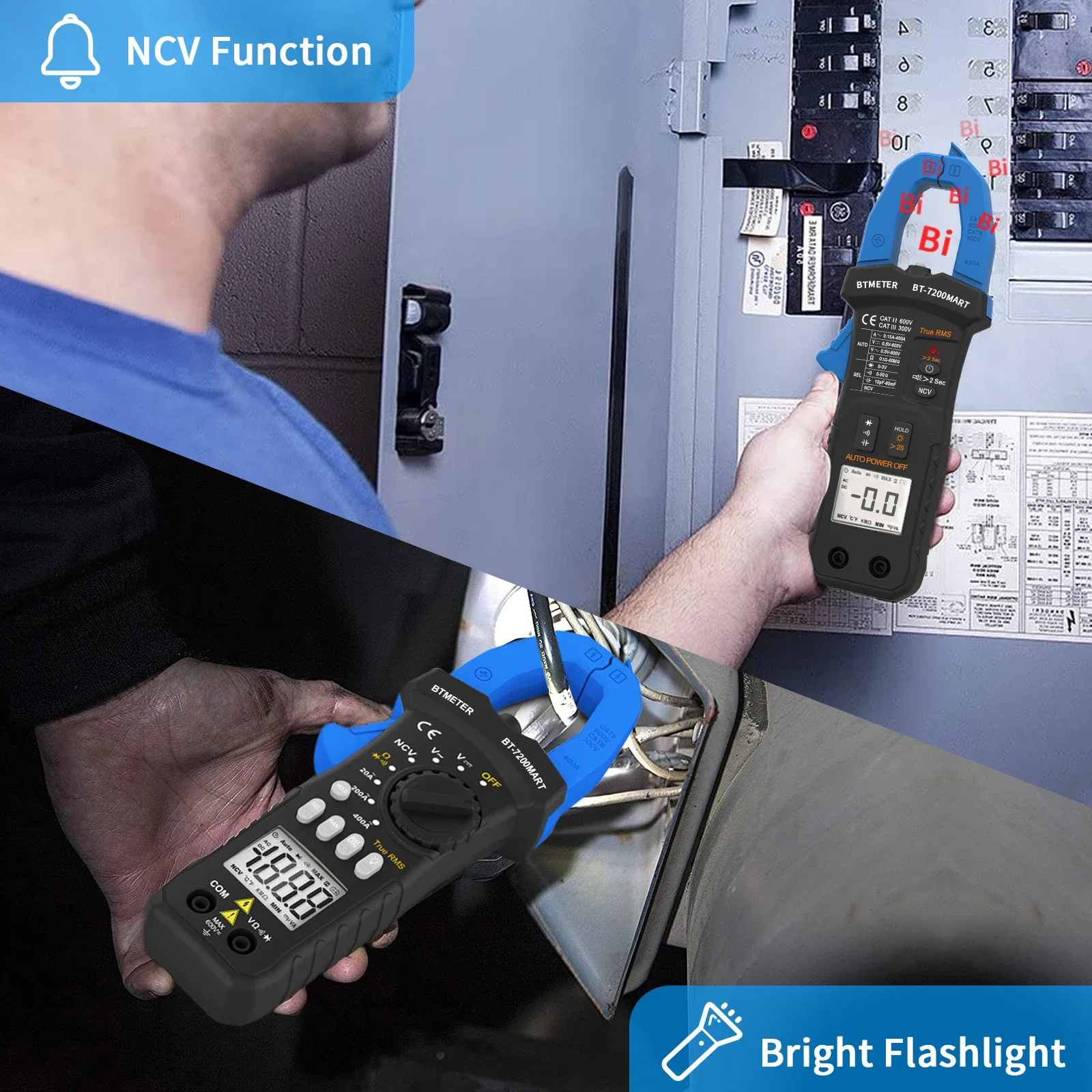 HoldPeak Auto Select Digital Clamp Meter True RMS 6000 Counts AC Current DC AC Voltage Tester With NCV For Auto Car Industry