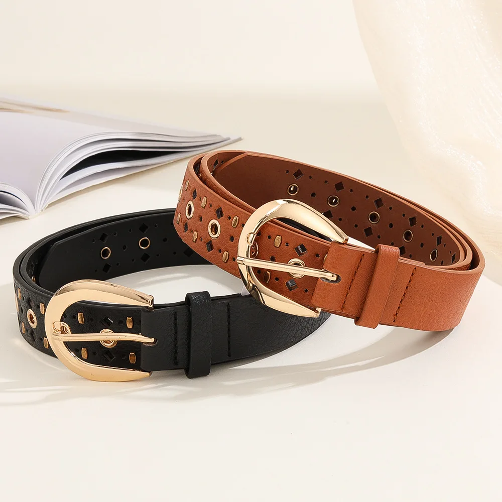 

Spicy Girl Waist Decoration PU Leather Alloy Needle Buckle Buckle Belt for Women's New Style with Jeans Punk Belt for Daily Use