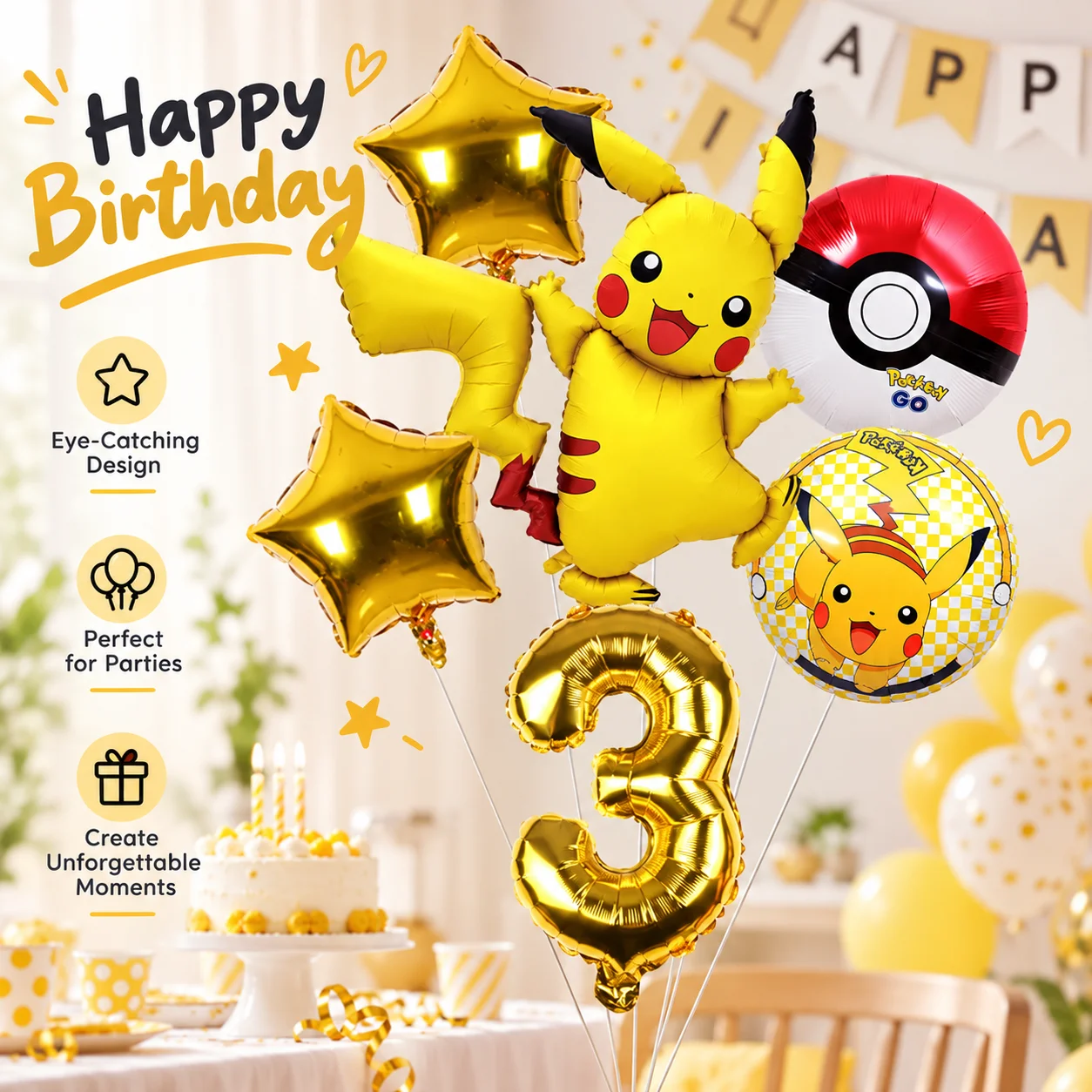 Cartoon Animal Foil Latex Balloon Set Globos, Yellow Theme Balloon Kit for Children Birthday Party Photo Booth Decor
