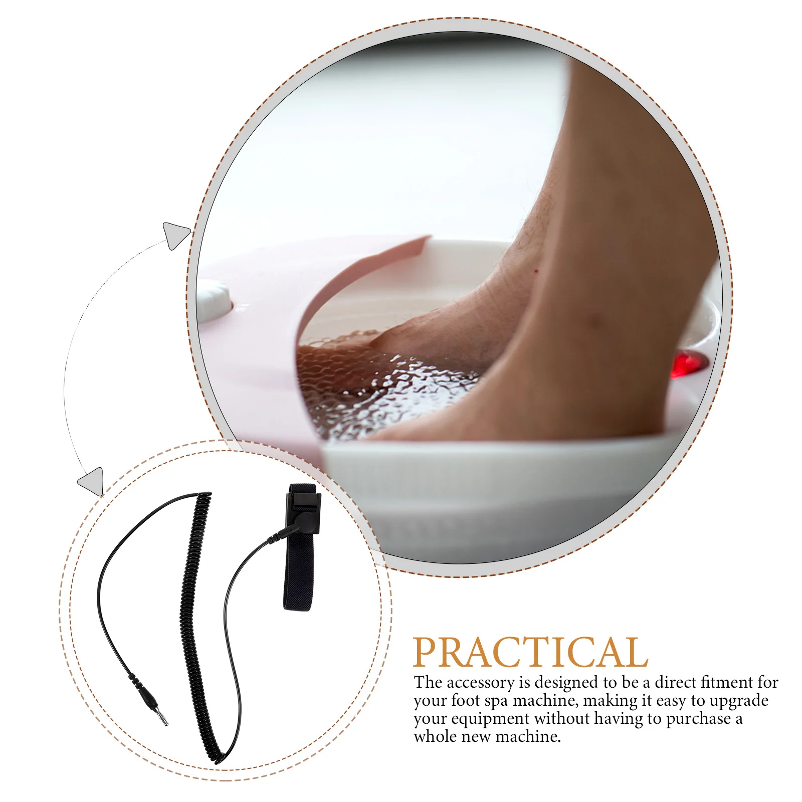 Massageador de pulso, cuidados com os pés, banho de pés, alça de pulso, acessório de substituição, ajuste direto, fácil uso, armazenamento de mola espiral