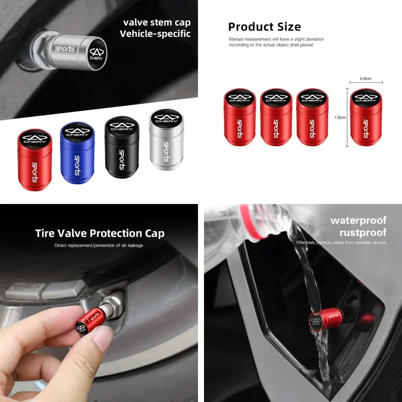 Chery Tiggo 8 Arrizo 5 Plus Tiggo 2 Wheel Valve Caps Aluminum Sports Design Tire Valve Stem Dust Cover Auto Part Accessory