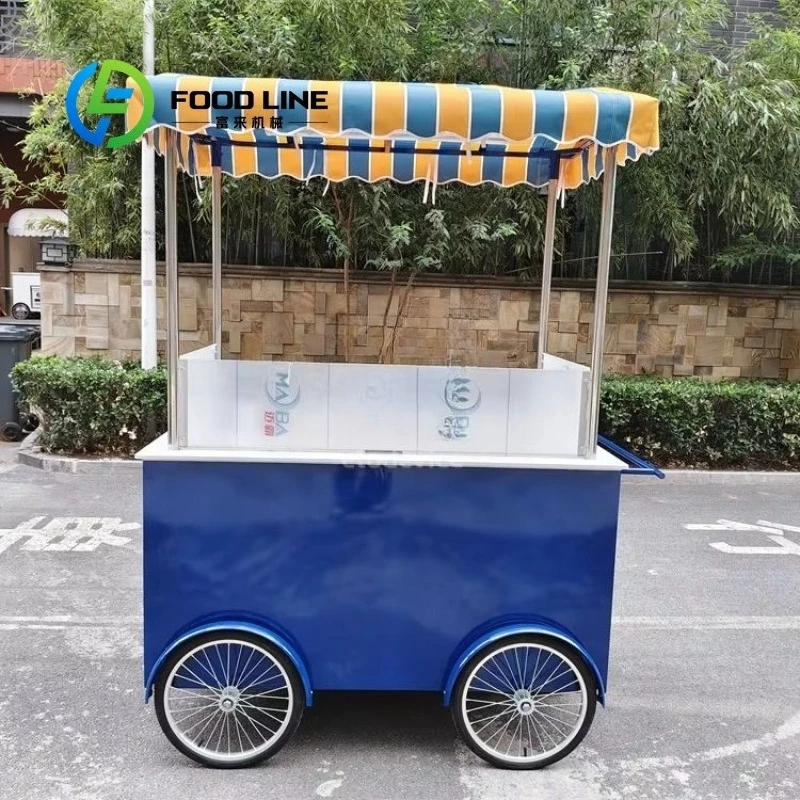 Customized Commercial Mobile Vending Cart With Built-in Mini Freezer Multifunctional Candy Ice Cream Stall