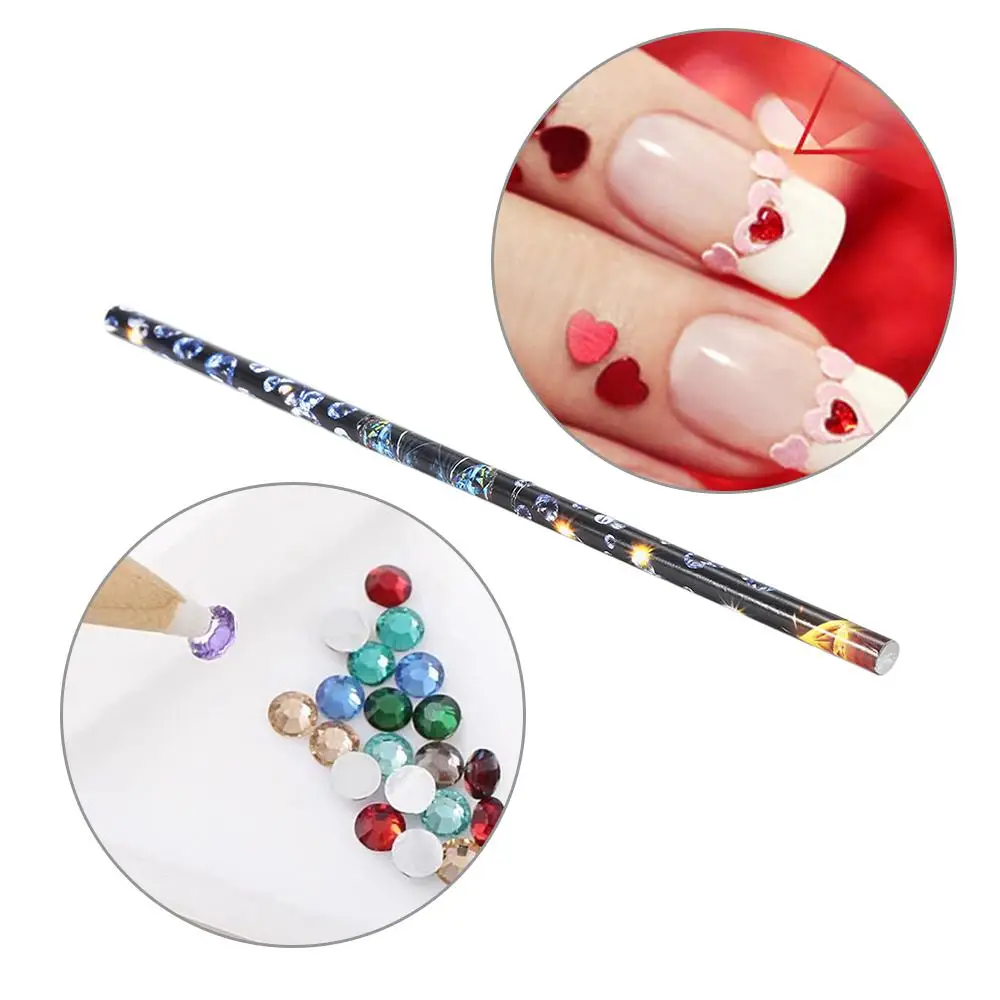 ELECOOLProfessional Rhinestone Picker Sticky Drill Pen Nail Gel Pencil White Nail Art Dotting Pen Rhinestones Pick Up Tool