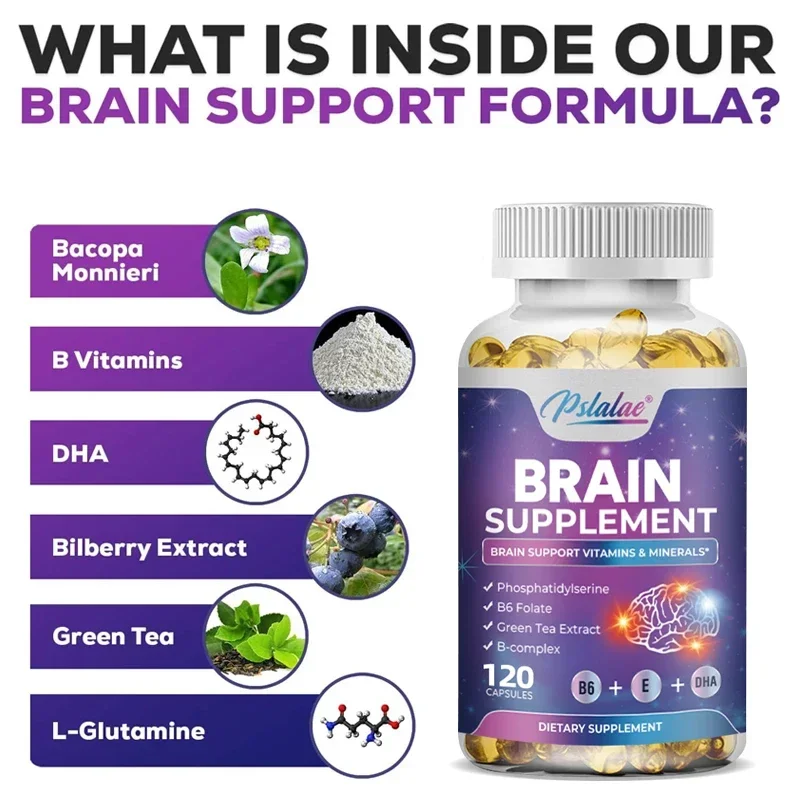 Brain Supplement - Supports Brain Health, Cognitive Function, Improves Mental Clarity, and Boosts Memory and Concentration Vegan