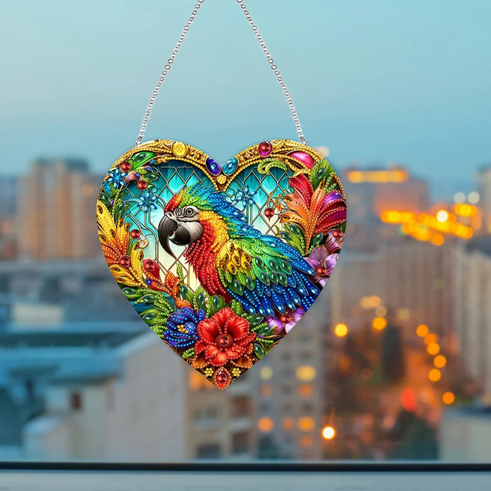 PVC Glass Special Shaped Cute Bird Diamond Painting Hanging Decor Diamond Drawing Suncatcher Ornament Window Ornament