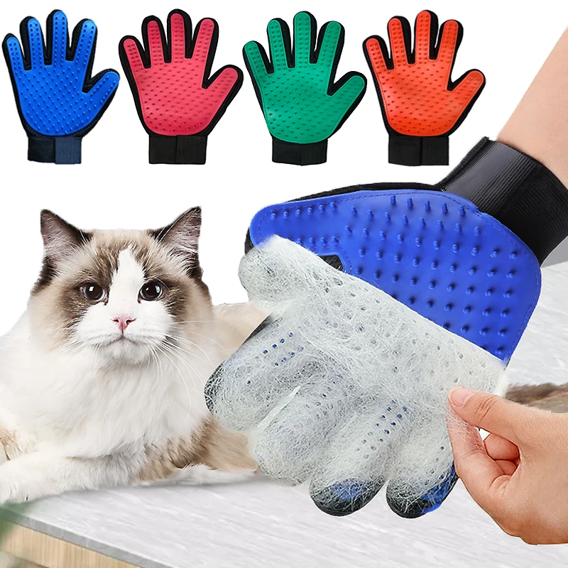 Pet Grooming Kit Cat Hair Remove Gloves Rubber Beauty Bath Cleaning Glove Effective Massage Dog Combs De-Matting Pet Hair Brush