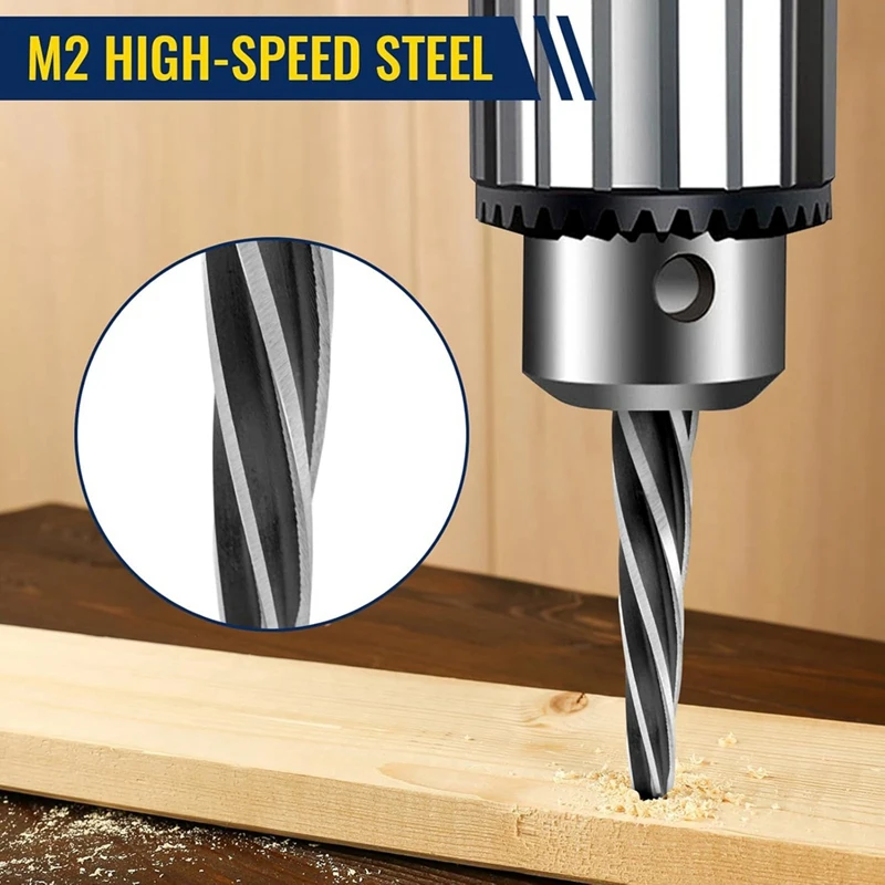 5 PCS M2 HSS Taper Chucking Reamer Set for Steel, Metal, Wood, Alloy, 1/2