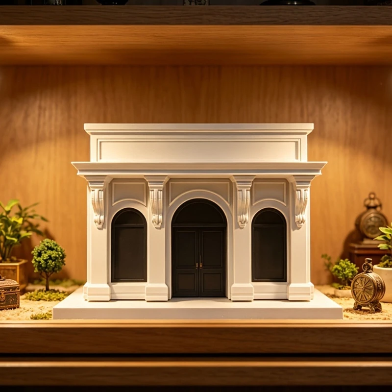 Miniature European Garden Gate Scene Model, Tool-Free Plastic Arched Entry Facade for Doll House Garden Displays and Craft A2UB