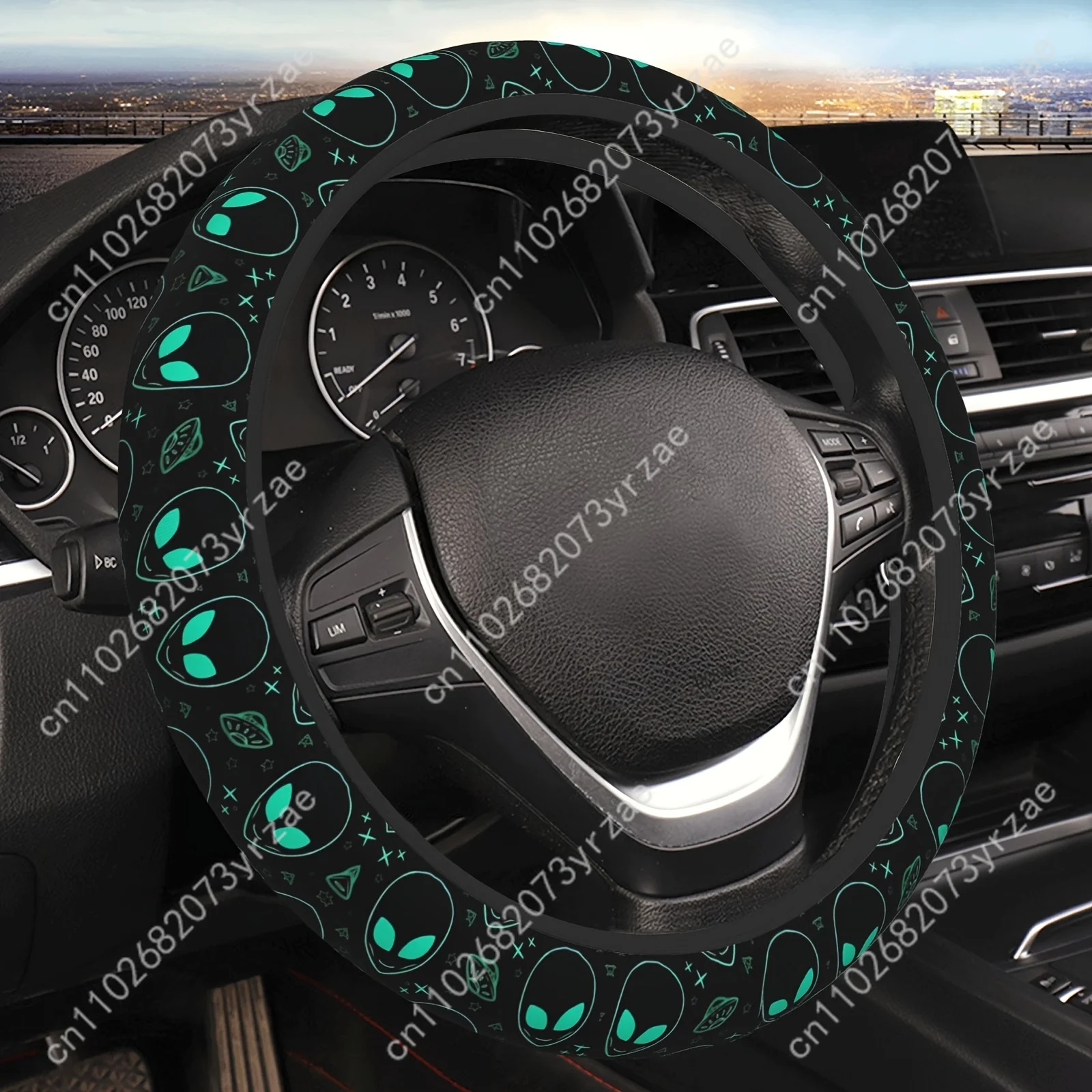 

Cartoon Alien Car Steering Wheels Cover Universal Type Environmental Friendly Comfortablenon-slip Breathable Steering Wheel Wrap