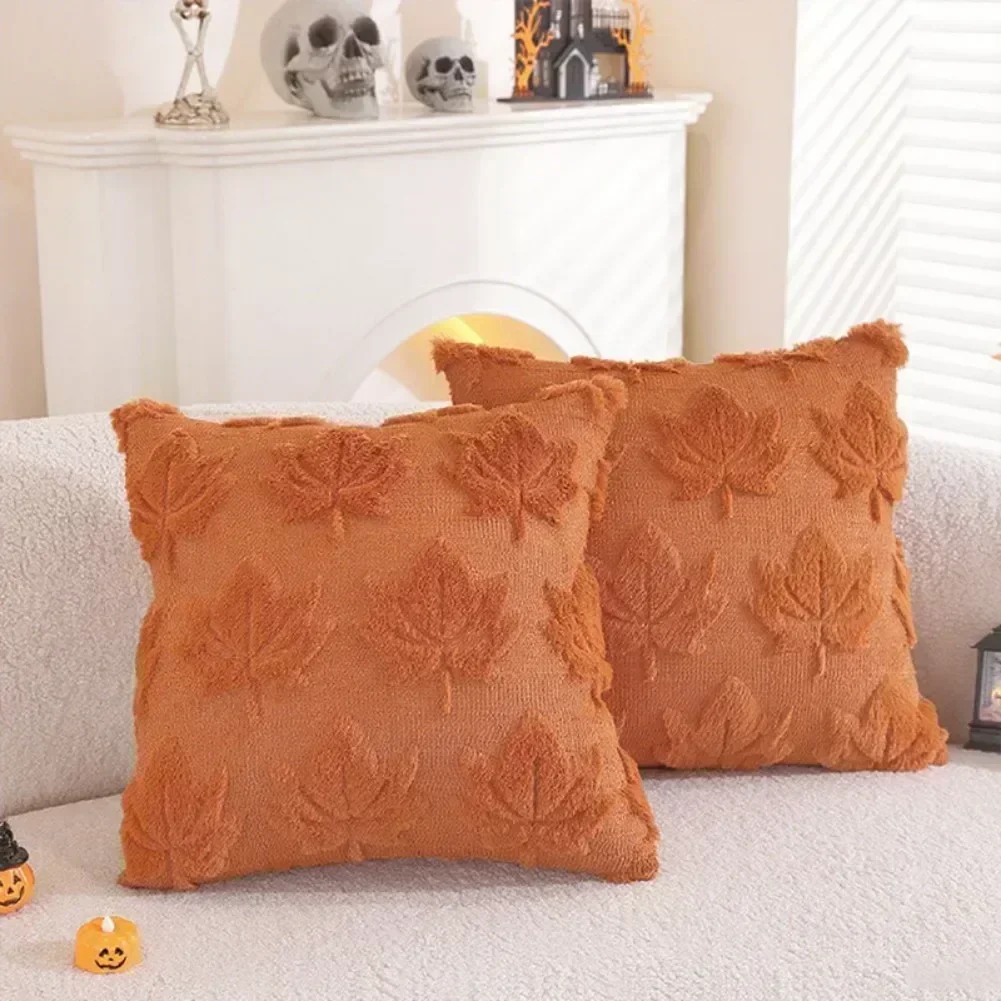 

Набор наволочек с осенним узором в виде листьев из 2 мягких искусственных тканей для пальто, предназначенных для сезонного акцента гостиной и спальни