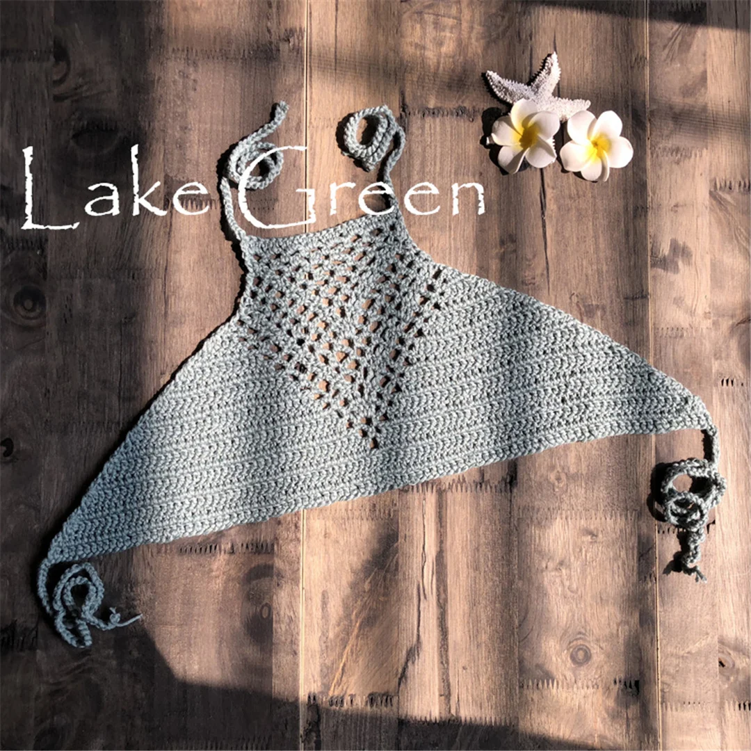 6 Farben Häkel-Strick-Bikini-Oberteil mit Neckholder, Damen-Badeanzug, Badebekleidung, Badeoberteil, Badeanzug, ausgeschnittenes Strand-Oberteil V4192 – Detail 17