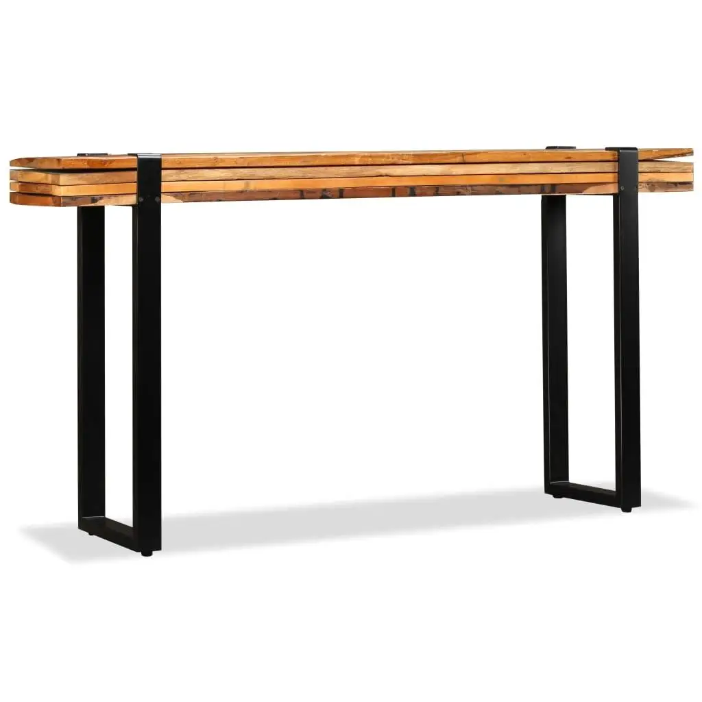 Mesa de console de madeira recuperada maciça ajustável - Decoração rústica para casa e design versátil