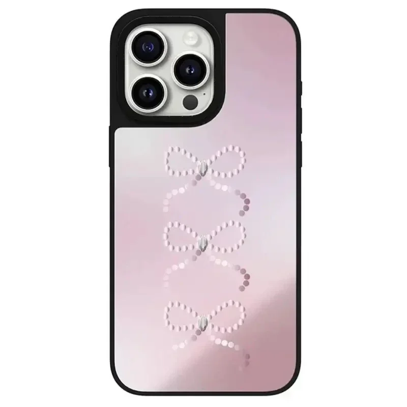 

Butterfly Bowknot Mirror Magnetic iPhone 12 13 15 14 16 Pro Max Protective Case, Fits iPhone 16 Pro Max